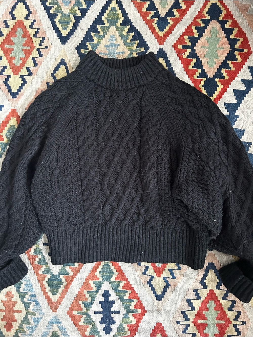 H&M Black Cable Knit Turtleneck Sweater